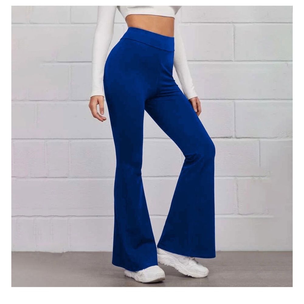 AOOCHASLIY Women's Casual Slim High Elastic Waist Solid Color Sports Flare Pants